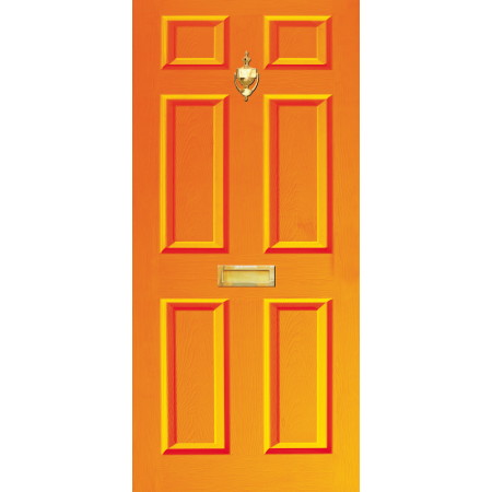 Door Decal Dementia Friendly with Letterbox and Knocker - Orange